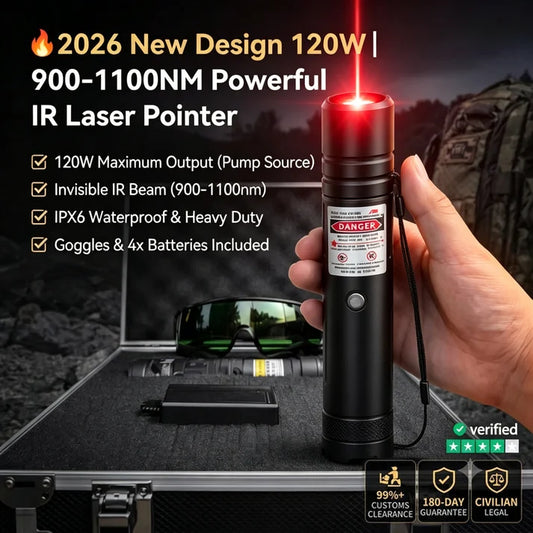 🔥2026 New Design 120W 900-1100NM Powerful IR Laser Pointer