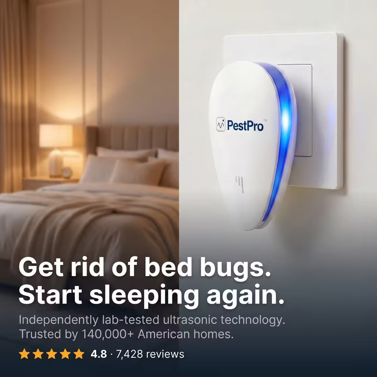 PestPro™ Ultrasonic Pest Repeller - Bed bugs & 14 other pests